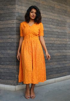 Orange hand block print maxi dress, Button down dress, Custom made, Made to order, Plus sizeThis linen dress is perfect for the ongoing Autumn. -Model height: 5'3" wearing size S-Length: 46"-Fit: Comfortable-100% CottonHand block printing is one of the oldest techniques used in India.**Note: Free Shipping time 15-21 days. Express Shipping time 5-7 days.** Cotton V-neck Maxi Dress With Buttons, Block Print Fitted Maxi Dress, Fitted Block Print Straight Kurta Dress, Fitted Straight Kurta Block Print Dresses, Fitted Block Print Maxi Dress, Traditional Summer Dresses With Buttons, Cotton Maxi Dress With Buttons, Cotton Maxi Dress With Buttons For Casual Wear, Fitted Cotton Maxi Dress With Block Print