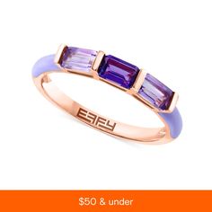 in stock Effy Rings, Enamel Ring, Pink Amethyst, Gems Jewelry, Gold Plated Sterling Silver, Custom Rings, Emerald Cut, Rose Gold Plates, Ring Designs