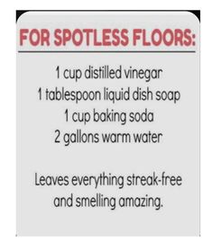 a sign with instructions on how to use soap for spotless floors and flooring