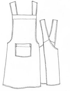 a drawing of an apron with two pockets