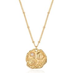 PRICES MAY VARY. Gold Seashell Necklace: Gold coin pendant with detailed engravings of two shells; adorned with a lustrous pearl Pendant Dimensions: Necklace length: 19.5 inches + 2-inch extension chain; pendant size: 20.3 mm wide, 19.5 mm high Premium Materials: Made with 14K gold plated over brass; nickel and lead-free; hypoallergenic for sensitive skin Gift-Ready Packaging: Comes in a cute gift box; perfect for family members, friends, and significant others on special occasions LADYGD Jewelr Gold Shell-shaped Jewelry With Starfish Charm, Gold Shell-shaped Necklace With Starfish Charm, Gold Necklace With Starfish Charm, Seashell Charm Necklace, Amazon Necklace, Gold Seashell Necklace, Ocean Starfish, Gold Coin Pendant, Gold Jewelry Gift