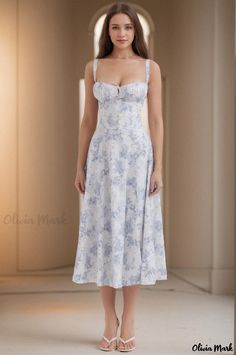 Olivia Mark - Fashionable Strappy Dress Carmen Dress, Purple And White Flowers, Elegant Summer Dresses, Dress With Corset, Corset Midi Dress, Marine Uniform, Casual Chique, Floral Corset, Blue Summer Dresses