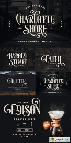 some type of font that is used to create an advertisement for coffee shops and restaurants