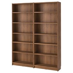 a bookcase with three shelves on one side and two open ones on the other