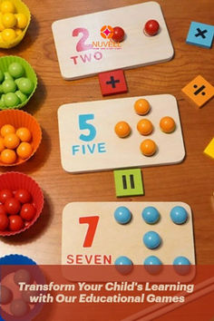 children's learning with educational games for twos and fives on the table