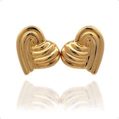 Elevate your style with our Textured Heart Stud Earring, a perfect fusion of elegance and emotion. These exquisite earrings feature a heart-shaped design adorned with delicate lines, symbolizing the unique journey of love and life. Product Specifications:  * Material: 14k Solid Gold, hallmarked 14K or 585 for authenticity * Length: 19mm / 0.74in * Height: 21mm / 0.82in  Delivery:  * Ready to ship in 1 business day. * Delivers in 1 to 5 days depending on location and delivery option. * Returns ar Elegant Clip-on Heart Earrings For Valentine's Day, Elegant Clip-on Heart Earrings For Anniversary, Formal Heart-shaped Earrings For Pierced Ears, Heart-shaped Clip-on Earrings For Formal Occasions, Heart Shaped Clip-on Earrings For Formal Occasions, Classic Heart Earrings For Formal Occasions, Classic Formal Heart Earrings, Elegant Heart-shaped Clip-on Earrings For Valentine's Day, Elegant Heart-shaped Clip-on Earrings