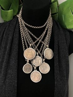 Coin Necklace Silver, Silver Coin Jewelry, Old Silver Coins, Gold Coin Jewelry, Ancient Coin Jewelry, Pirate Jewelry, Silver Coin Necklace, Jewelry Techniques, Expensive Jewelry