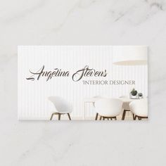 an interior designer business card with chairs