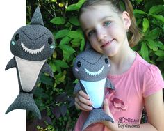 Shark Sewing Pattern Shark Stuffed Animal Pattern, Shark Sewing Projects, Easy Shark Sewing Pattern, Hammerhead Shark Sewing Pattern, Shark Sewing Pattern, Shark Bag Sewing Pattern, Shark Sewing, Sewing Machine Pattern, Dolls And Daydreams