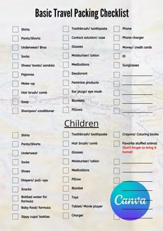 a travel packing checklist for children