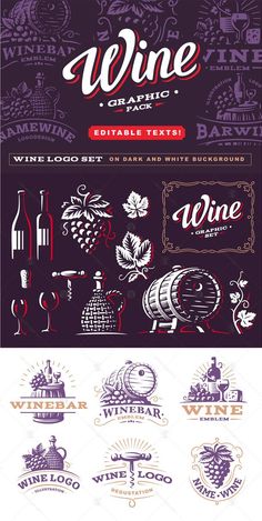 wine labels and emblems for various types of wines