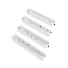 four white plastic brackets on a white background