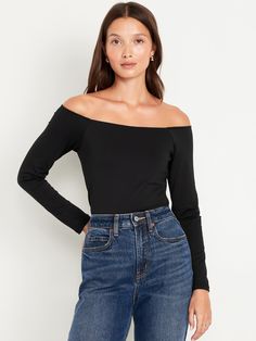 SP or XS Cute Long Sleeve Blouses, Women’s Tops, Black Off The Shoulder Top Outfit, Black Off Shoulder Top Outfit, Formal Tops For Women, Business Casual Tops, Off The Shoulder Top Outfit, Off Shoulder Long Sleeve Top, Curvy Clothes