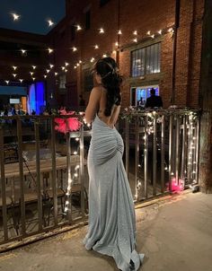 Silver Fitted Backless Dress, Silver Prom Dresses, Custom Prom Dresses, Prom Dresses Custom, Satin Sleeves, Corset Fashion Outfits, Prom Dress Pictures, Cute Formal Dresses, Prom Inspiration