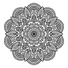 a black and white drawing of a flower with intricate designs on it's petals