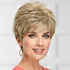 Category:Synthetic Wig; Gender:Women's; Wig Type:Natural Wigs; Occasion:Party  Evening,Daily,Vacation,Party / Evening,Daily Wear; Age Group:Adults; Color Shade:Brown,Blonde,Dark Brown; Hair Material:Synthetic Hair; Cap Construction:Machine Made; Texture:Curly; Length:Short; Features:Comfortable,Fashion,Easy to Carry,Party,Soft; Heat Resistant:Yes; Listing Date:02/14/2023; Cap Circumference:; Front to Back:; Nape of Neck:; Side to Side Across Forehead:; Side to Side Over Top:; Temple to Temple Ac Feathered Layered Hairstyles, Short Pixie Wig, Sassy Hair Older Women, Blonde Silver, Short Pixie Wigs, Short Hairstyle Women, Pixie Wig, Hair Older Women, Layered Hairstyles