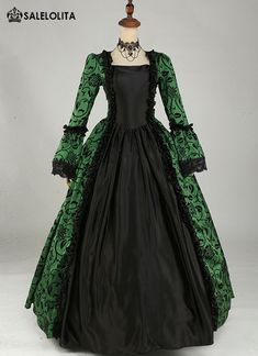 Green Victorian Period Dress Historical Renaissance Costume Victorian Dress With Long Sleeves And Historical Design, Elegant Green Victorian Costume Dress, Green Victorian Dress With Historical Design, Black Long Sleeve Victorian Costume Dress, Green Historical Costume Dress, Ball Gowns Victorian, Victorian Dress Gown, Edwardian Era Dress, Gothic Victorian Dresses