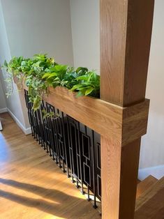 an indoor planter on the top of a stair case