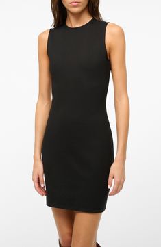 Sleek, chic and simple, this is the sleeveless mini you'll want to wear day and night. 32 1/2" length (size Medium) Hidden back-zip closure Jewel neck Sleeveless Unlined 67% rayon, 29% polyamide, 4% elastane Dry clean Imported Sleek Sleeveless Bodycon Dress, Sleeveless Sleek Mini Dress, Flattering Sleeveless Bodycon Dress, Sleek Sleeveless Stretch Dress For Night Out, Sleek Stretch Sleeveless Dress For Night Out, Sleek Sleeveless Bodycon Dress For Night Out, Flattering Sleeveless Stretch Mini Dress, Sleeveless Sleek Mini Dress For Spring, Sleek Sleeveless Mini Dress