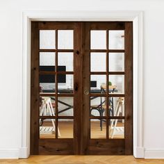 French Knotty Alder 10 Lite Clear Glass Interior Double Doors - Krosswood Wood Glass Interior Doors, French Provincial Doors Interior, French Door Pantry Doors, Office French Doors Study, Sliding Kitchen Door, Interior French Door Ideas, Glass Wood Door, Wood And Glass Door, Double Wood Front Doors