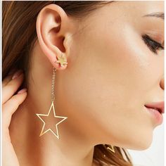 New Dangling Star 14k Gold Plated Earrings Small Diamond Pendant, Star Earrings Dangle, Bridal Drop Earrings, Star Dangle Earrings, Star Earring, Dazzling Earrings, Face Style, Earrings Star, Bridal Earrings Drop