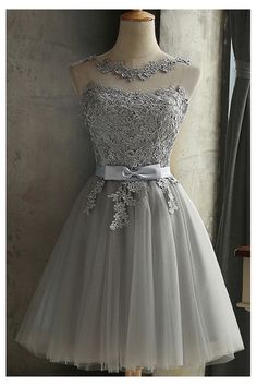 10% off now! Shop grey lace short tulle homecoming dress sleeveless with sash online. Sheprom offers formal, party, casual & more style dresses to fit your special occasions. Semi Formal Dance Dresses, Quinceanera Court Dresses, Lace Graduation Dress, Semi Formal Dance, Grey Lace Shorts, Quinceanera Court, Tutu En Tulle, Damas Dresses, Dama Dresses