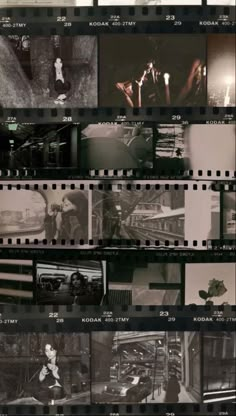 many different black and white images are shown in this image, including the film strip