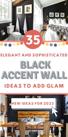 black accent wall ideas to add glam in the bedroom and dining room for less than $ 35