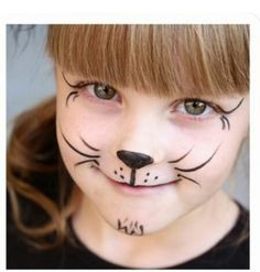 Cat Face Paint Easy, Easy Face Painting Designs, Mime Face Paint, Kitty Face Paint, Animal Face Paintings, Girl Face Painting, Face Painting Easy, Kids Face Paint