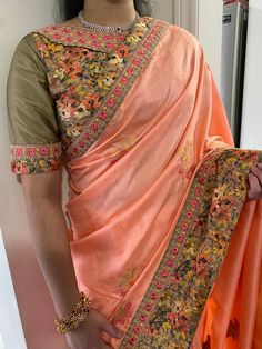 The saree is made of pure silk Georgette, Pallu, and blouse. Colours: Peach, bronze Ready to wear; tussels, fall and pico done Stitched blouse; ready to wear for sizes 32-40. Excellent quality with beautiful colours and combinations. Navratri Slub Silk Blouse With Dupatta, Diwali Slub Silk Blouse With Dupatta, Festival Slub Silk Blouse With Dupatta, Bollywood Orange Silk Pre-draped Saree, Orange Bollywood Blouse With Dupatta, Bollywood Orange Blouse With Dupatta, Bollywood Style Orange Blouse With Dupatta, Diwali Orange Art Silk Blouse, Festive Orange Art Silk Blouse