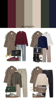 Easy winter outfit ideas Autumn Colour Outfit Ideas, Fall Outfits For Winter Palette, Classic Style Ideas, Wardrobe Color Palette Ideas, Deep Autumn Winter Outfits, Winter Colours 2024, Autumn Color Outfit Ideas, Deep Color Outfits, Winter Pallet Outfits