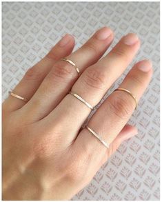 One of our most popular items, this set of 5 silver rings is elegant and timeless. Perfect on its own, you can also add one of our organic rings to create your own, unique statement. ️Material: Sterling Silver Best Friend Rings, Hammered Gold Ring, Silver Stack, Dainty Gold Ring, Friend Rings, Rings Dainty, Gold Stacking Rings, Oxidized Silver Rings, Rose Gold Rings