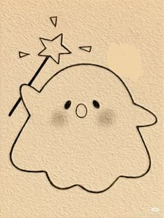 a drawing of a ghost with a sparkler in its hand and stars coming out of it