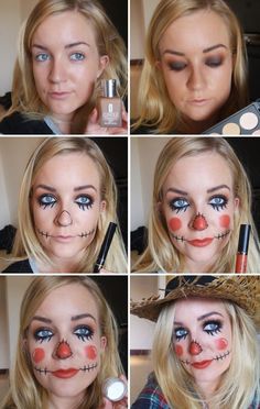 Halloween Makeup Diy Easy, Makeup Ideas Halloween, Scarecrow Halloween Makeup, Extension Styles, Diy Halloween Costume Ideas, Halloween Costumes Scarecrow, Makeup Zombie, Extensions Eyelash