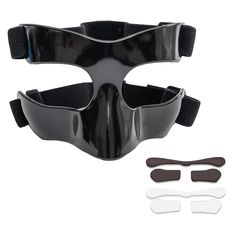 an image of a black mask and elbow pads