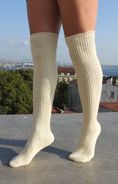 The weather will be cold. Show your style from head to down. sipping coffee at home or strolling on the street. Protect your feet with 100% wool socks. Socks will keep your feet warm and create a style with different colors. you can wear it under pajamas or under your boots Unisex Your order comes with 3 socks %100 WOOL Casual Warm Cream Socks, Handmade Casual Socks For Fall, Socks And Boots, Frilly Shorts, Knit Wool Socks, Cable Knit Socks, Frilly Socks, Tall Socks, Winter Trousers