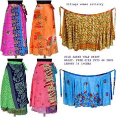 ad eBay - Find many great new & used options and get the best deals for Indian Skirts Women Wrap Around Rapron Silk Sari Long Skirt 30 Pc Wholesale Lot at the best online prices at eBay! Free shipping for many products! Magic Skirt, Convertible Clothing, Silk Skirts, Flamenco Skirt, Sari Skirt, Long Wrap Skirt, Silk Wrap Skirt, Indian Skirt, Sari Design