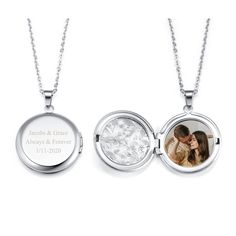 PRICES MAY VARY. ❤Personalized Full Color Picture Locket Necklace - You'll receive the exact same picture in full color on the locket necklace as the one you submit. The locket inside hold a memorial photo, and back side offer text engrave. ❤Customized Step: 1. Select the color of the pictured necklace, 2. Click on "Customized Now", 3. Personalized this pendant with photo and text, 4. Double check all the information then Add to Cart. ❤Material: Polished round locket, made with Stainless Steel,a Necklace For Couples, Round Locket Necklace, Personalized Pendant Necklace, Locket Necklaces, Grandma Necklace, Photo And Text, Picture Locket, Same Picture, Round Locket