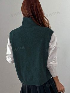 Hem Sweater, Sweater Vest Women, Split Hem, Spring And Fall, Sweater Vest, Fashion Online Shop, All Fashion, Solid Black, Dark Green