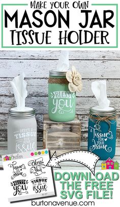 mason jar tissue holder with free svg file