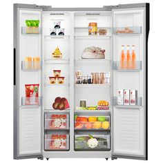 Store your food in the compact, side by side 15.6 cubic foot black, apartment sized refrigerator with stainless steel doors from Avanti. The perfect space saving fridge for a studio apartment, game room, tiny home, rental room, condo, vacation home, or anywhere you need a small refrigerator. This counter depth fridge features door shelves, adjustable and removable shelving, and see through crispers and freezer drawers. Select the right settings for your items with the electronic temperature cont Studio Apartment Refrigerator, Apartment Game Room, Counter Depth Fridge, Apartment Size Refrigerator, A Studio Apartment, Stainless Steel Counters, Bottom Freezer Refrigerator, Side By Side Refrigerator, Small Fridges