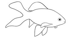 a drawing of a fish with its mouth open and it's eyes wide open