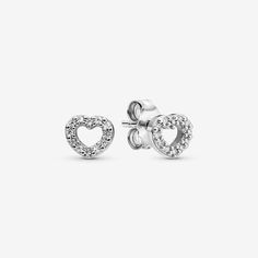 These heart stud earrings add a little bit of romance to your everyday. Featuring a sterling silver and clear cubic zirconia heart, they make a lovely accessory for a special night out or a special gift for the one you love. Pandora Open Heart Stud Earrings | Sterling Silver | 290528CZ Cheap Double Heart Pierced Jewelry, Pandora Earrings Studs, Dainty Earrings Studs, Open Heart Earrings, Pandora Earrings, Pandora Necklace, Heart Stud Earrings, Pandora Silver, Heart Studs