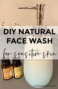 Natural face wash for sensitive skin: customize your ingredients for acne, dry skin or whatever your skin needs are.  Save money! #FaceWash #Recipe #DIY #Beauty #Frugal Ingredients For Acne, Face Wash For Sensitive Skin, Face Wash Recipe, Diy Cleanser, Organic Face Wash, Diy Face Wash, Homemade Face Wash, Natural Facial Cleanser, Cleanser For Sensitive Skin