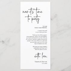 a white bookmark with the words, how to time for party