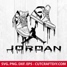 a pair of sneakers with the word jordan on it and dripping paint in black ink