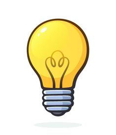 Cartoon illustration. Light bulb. Symbol of idea, new solution and creativity. Graphic design with contour. Clip-art print for signboard, showcase, greeting card. Isolated on white background Wallpaper Backgrounds The Office, Bulb Clipart, Light Bulb Graphic