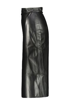 Vetements wrap skirt in soft lambskin Luxury Leather Skirt, Luxury Fitted Leather Skirt, Classic Knee-length Leather Skirt, Chic Long Leather Skirt, Sleek Leather Evening Bottoms, Sleek Leather Party Skirt, Luxury Leather Bottoms For Evening, Sleek Leather Pencil Skirt With Lining, Fall Formal Leather Pencil Skirt