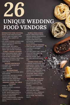 an image of wedding food vendors menu on the table with ingredients to make it look like they are going to eat