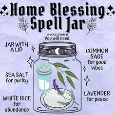 Home Blessing Spell, Magic Cristal, Content Graphic Design, Cleansing House, Banishing Negative Energy, Blessing Spell, Magic Altar, Witches Jar, Home Cleansing